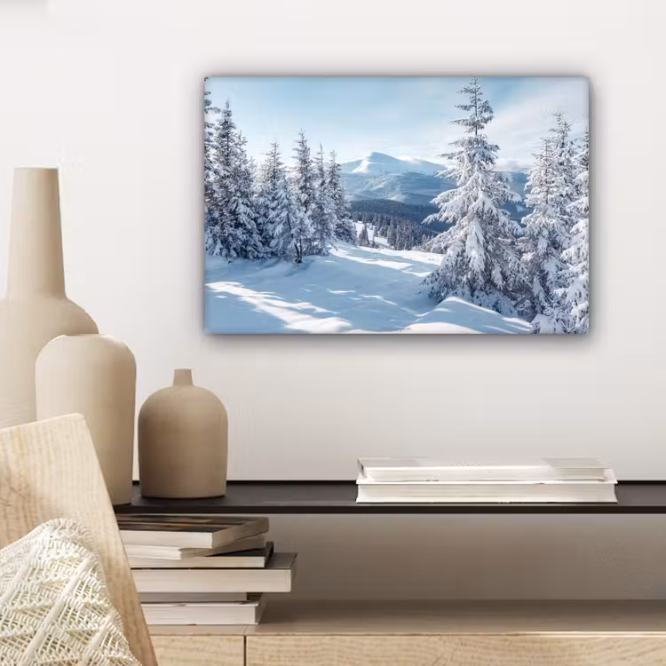 Sneeuw - Winter - Landschap - Bergen canvas 2cm klein -sfeer6