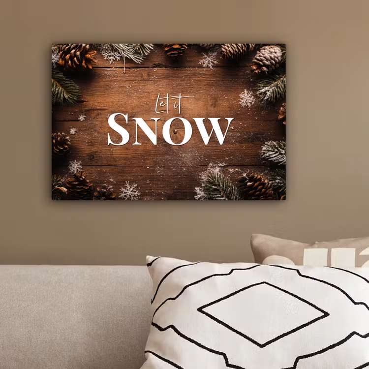 Sneeuw - Houtlook - Quote - Let it snow canvas 2cm klein -sfeer3
