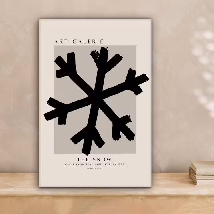 Sneeuwvlok - Kerstmis - Zwart - Feestdagen canvas 2cm klein -sfeer1