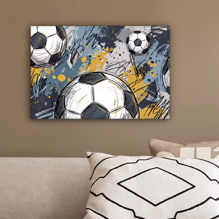 Voetbal - Abstract - Sport - Kleurrijk canvas 2cm klein -sfeer3