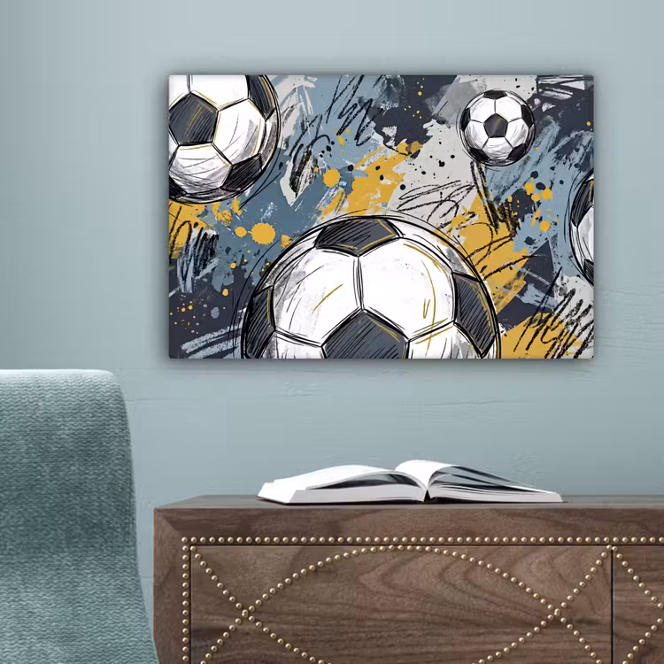 Voetbal - Abstract - Sport - Kleurrijk canvas 2cm klein -sfeer4