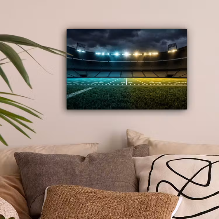 Voetbal - Stadion - Nacht - Modern canvas 2cm klein -sfeer1