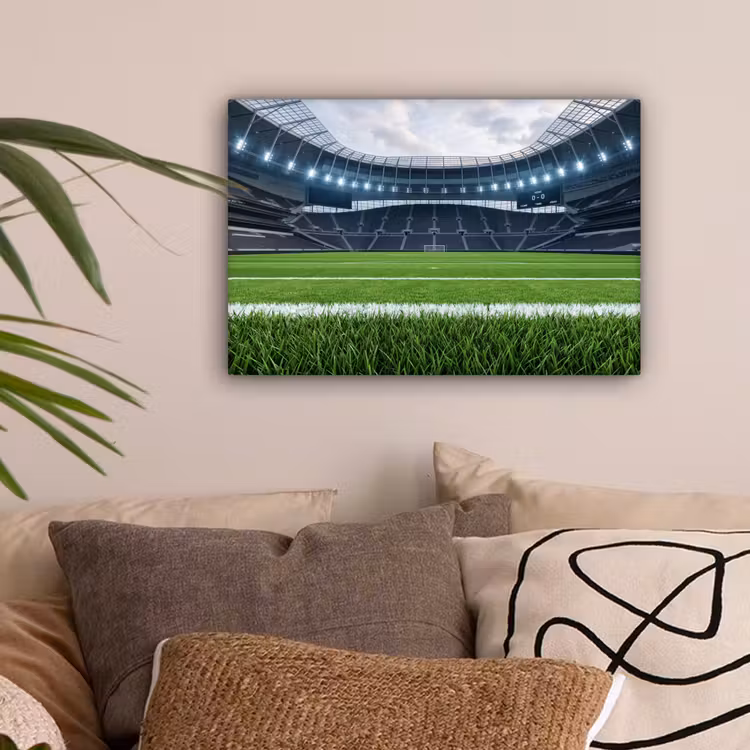 Voetbal - Stadion - Sport - Groen canvas 2cm klein -sfeer1