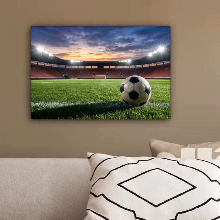 Voetbal - Stadion - Sport - Groen canvas 2cm klein -sfeer3