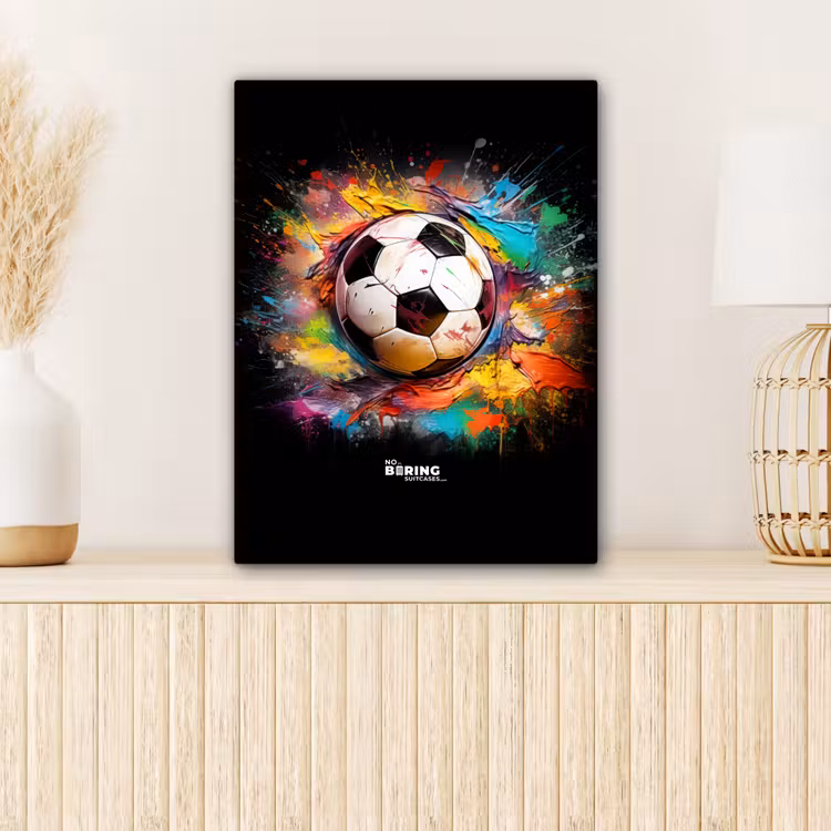 Voetbal omringd door verfklodders canvas 2cm klein -sfeer5