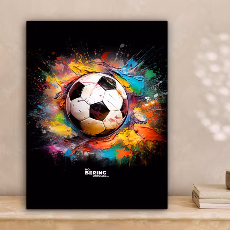 Voetbal omringd door verfklodders canvas 2cm klein -sfeer1