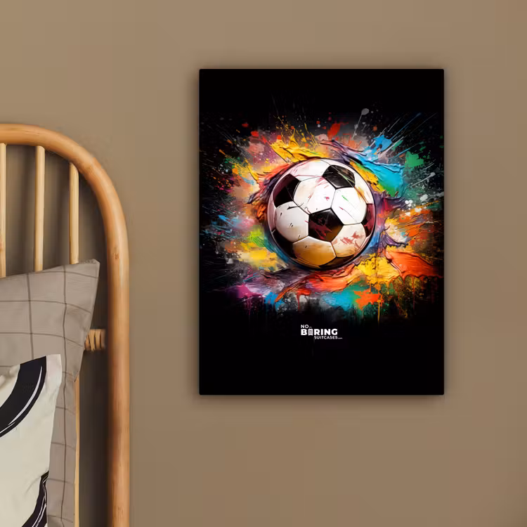 Voetbal omringd door verfklodders canvas 2cm klein -sfeer3