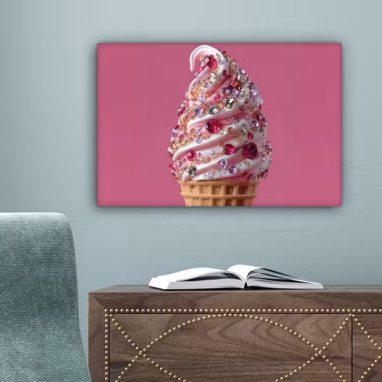 Softijs - Edelstenen - Roze - Hoorntje canvas 2cm klein -sfeer4