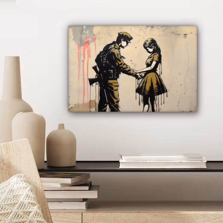 Soldaat - Meisje - Bruin - Graffiti canvas 2cm klein -sfeer6
