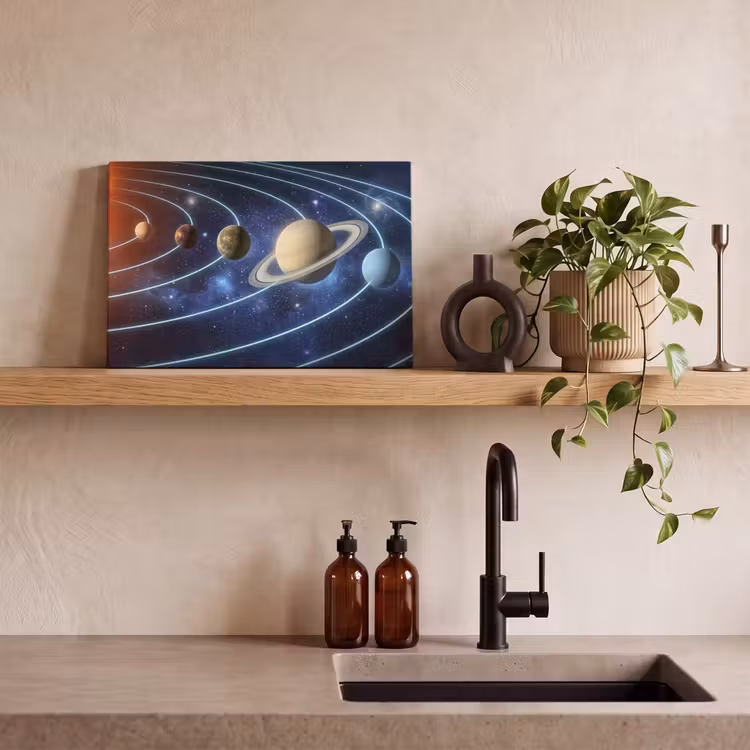 Ruimte - Zonnestelsel - Blauw canvas 2cm klein -sfeer3