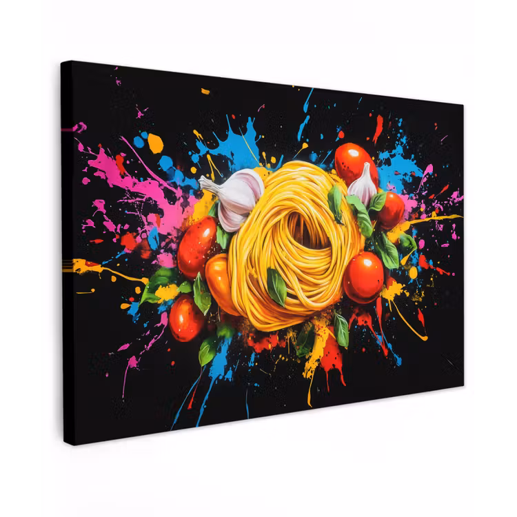 Spaghetti - Graffiti - Verf - Kleurrijk - Eten - Modern canvas 2cm klein -z3d