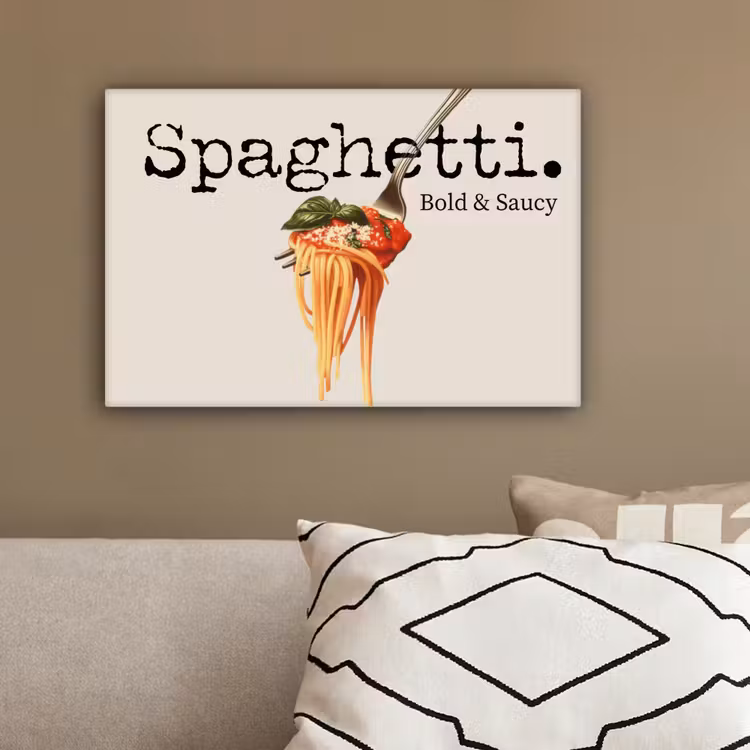 Spaghetti - tomatensaus - Parmezaanse kaas canvas 2cm klein -sfeer3