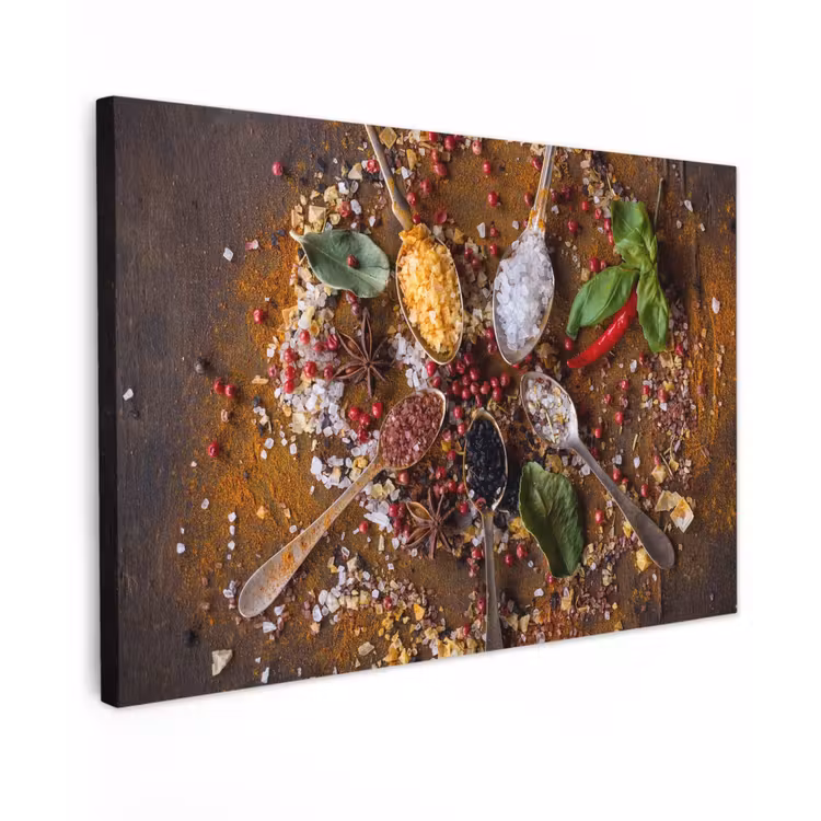 Specerijen - Kruiden - Lepels - Zout - Bruin - Keuken canvas 2cm klein -z3d