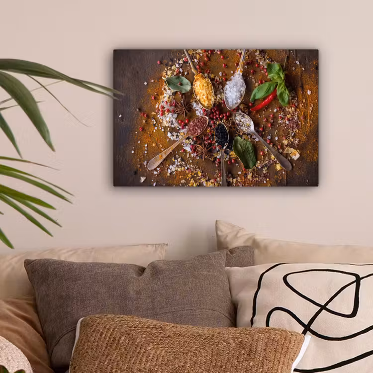 Specerijen - Kruiden - Lepels - Zout - Bruin - Keuken canvas 2cm klein -sfeer1