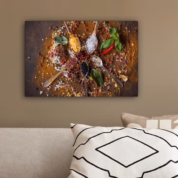 Specerijen - Kruiden - Lepels - Zout - Bruin - Keuken canvas 2cm klein -sfeer3