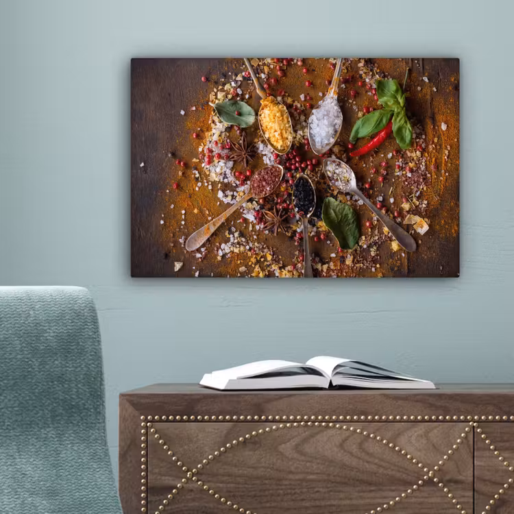 Specerijen - Kruiden - Lepels - Zout - Bruin - Keuken canvas 2cm klein -sfeer4