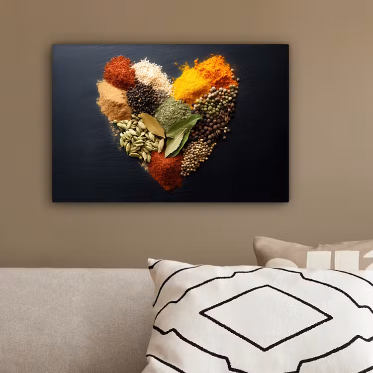 Specerijen - Mix - Hartvorm - Zwart canvas 2cm klein -sfeer3