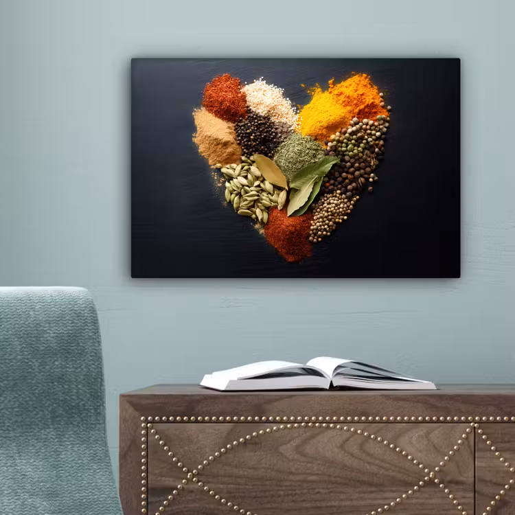 Specerijen - Mix - Hartvorm - Zwart canvas 2cm klein -sfeer4