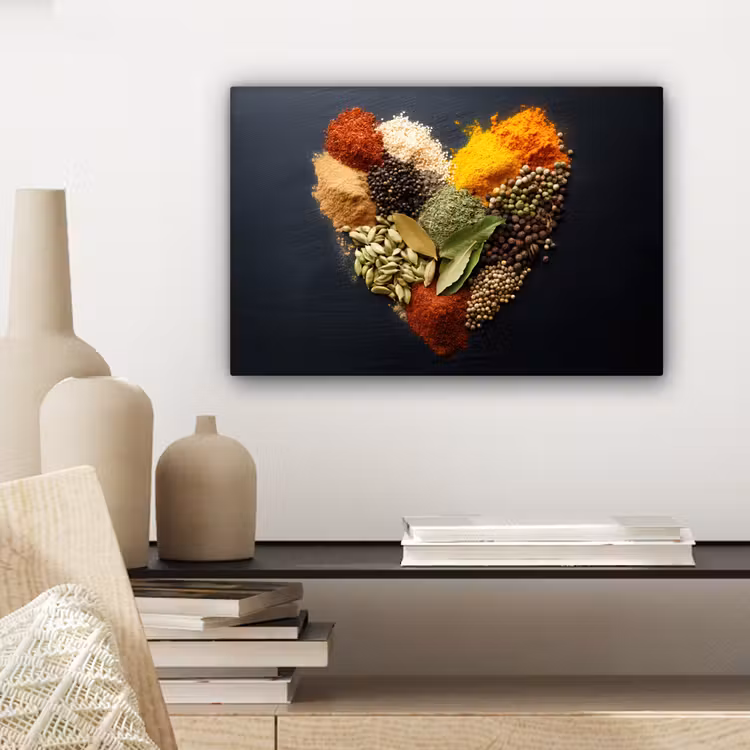 Specerijen - Mix - Hartvorm - Zwart canvas 2cm klein -sfeer6
