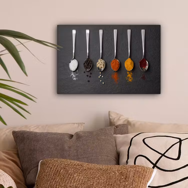 Specerijen - Lepels - Tafel - Rustiek - Kruiden canvas 2cm klein -sfeer1