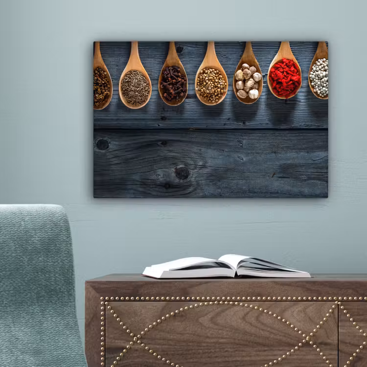 Kruiden - Lepels - Hout - Keuken - Specerijen - Industrieel canvas 2cm klein -sfeer4