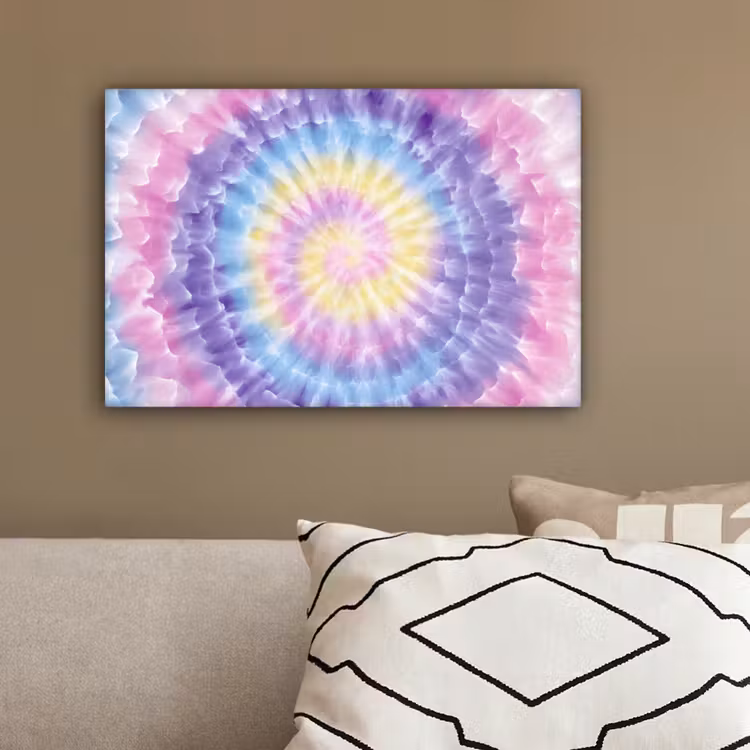 Spiraal - Tie dye - Pasteltinten canvas 2cm klein -sfeer3