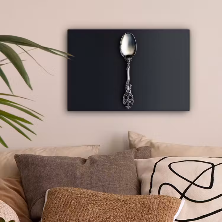 Lepel - Zilver - Metaal canvas 2cm klein -sfeer1
