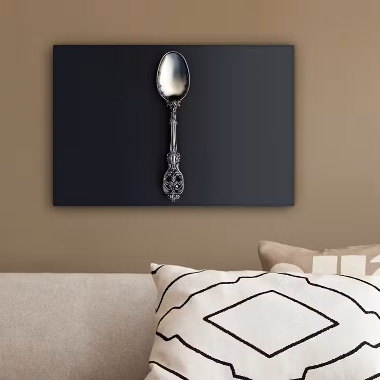 Lepel - Zilver - Metaal canvas 2cm klein -sfeer3