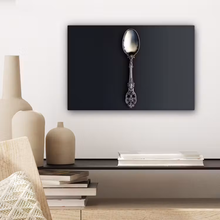 Lepel - Zilver - Metaal canvas 2cm klein -sfeer6