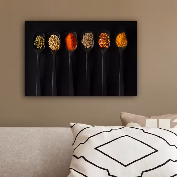 Lepels - Specerijen - Zwart - Kruiden - Rustiek canvas 2cm klein -sfeer3