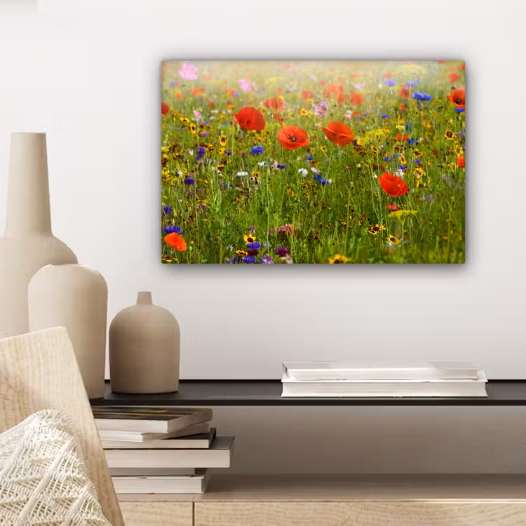 Lente - Bloemen - Rood - Klaproos - Gras - Groen canvas 2cm klein -sfeer6