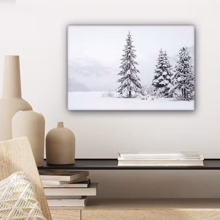 Fijnsparren - Sneeuw - Winter - Landschap - Stilte canvas 2cm klein -sfeer6