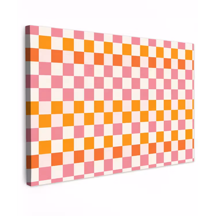 Vierkant - Patroon - Oranje canvas 2cm klein 34 -z3d