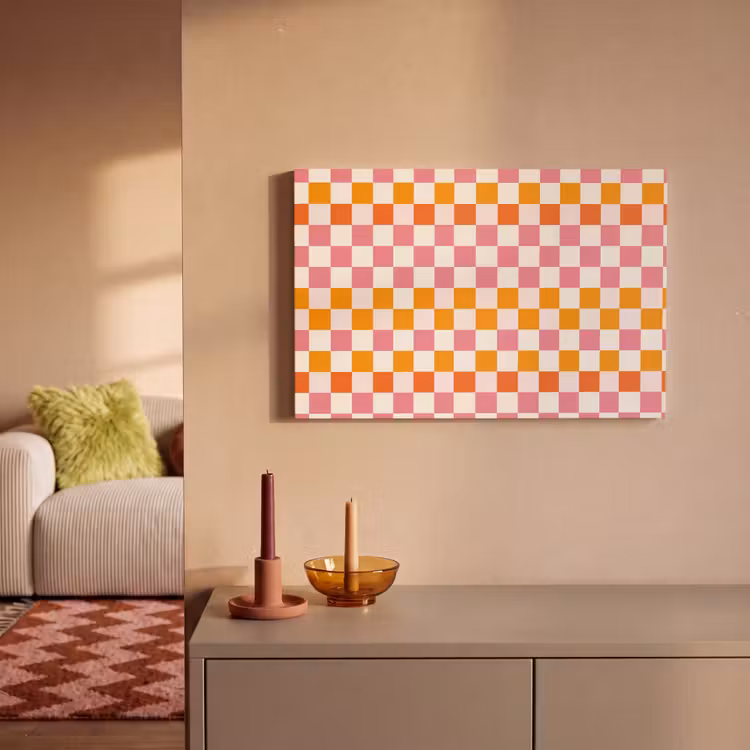 Vierkant - Patroon - Oranje canvas 2cm klein 34 -sfeer1