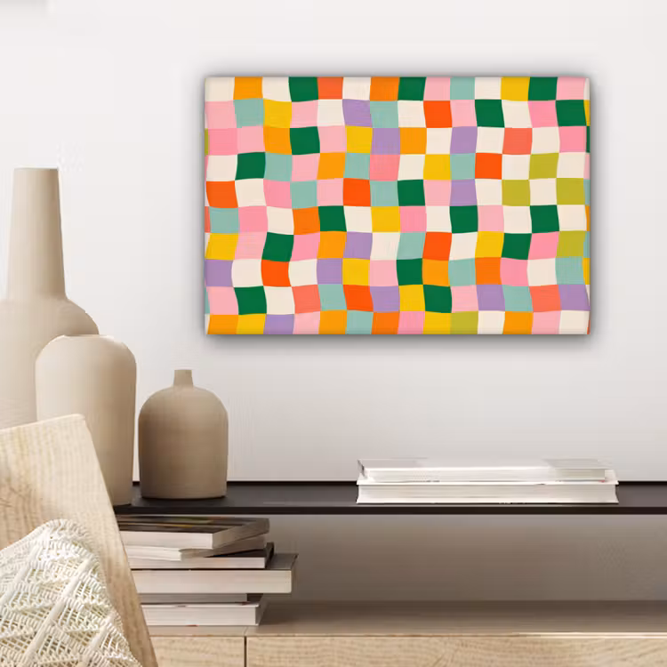 Vierkanten - Kleurrijk - Golvend canvas 2cm klein -sfeer6