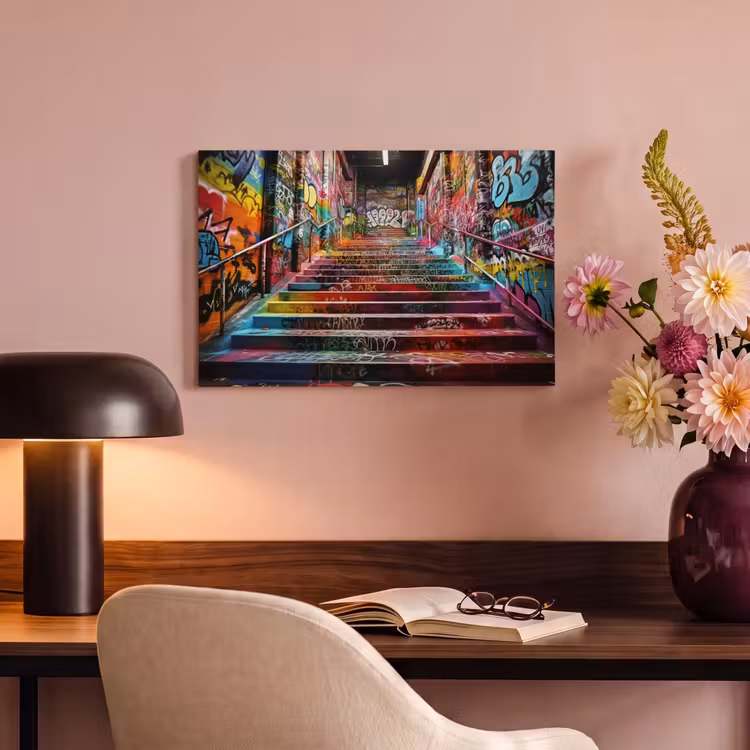 Trap - Graffiti - Kleuren - Kunst canvas 2cm klein -sfeer4