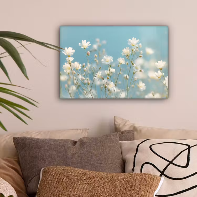Stängel – Blumen – Luft – Weiß canvas 2cm klein -sfeer1