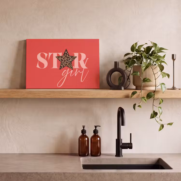 Star girl - Rood - Panter - Ster canvas 2cm klein -sfeer3