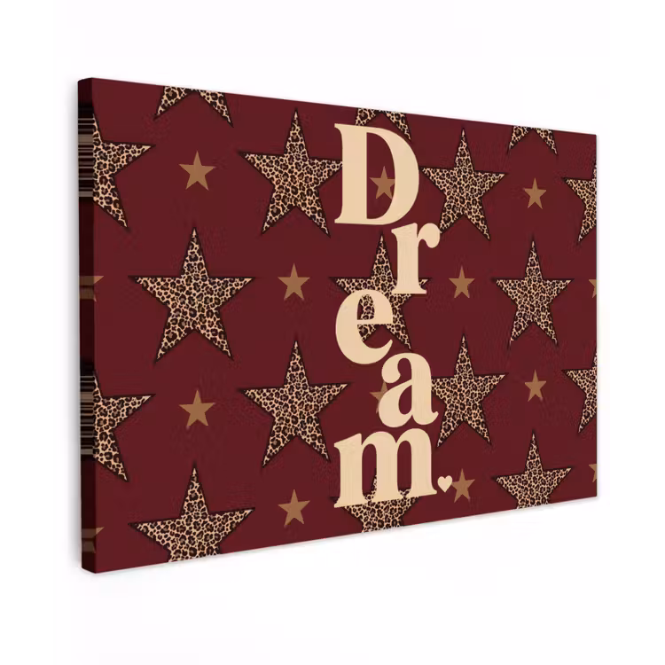 Sterren - Luipaardprint - Dream - Bordeaux canvas 2cm klein -z3d