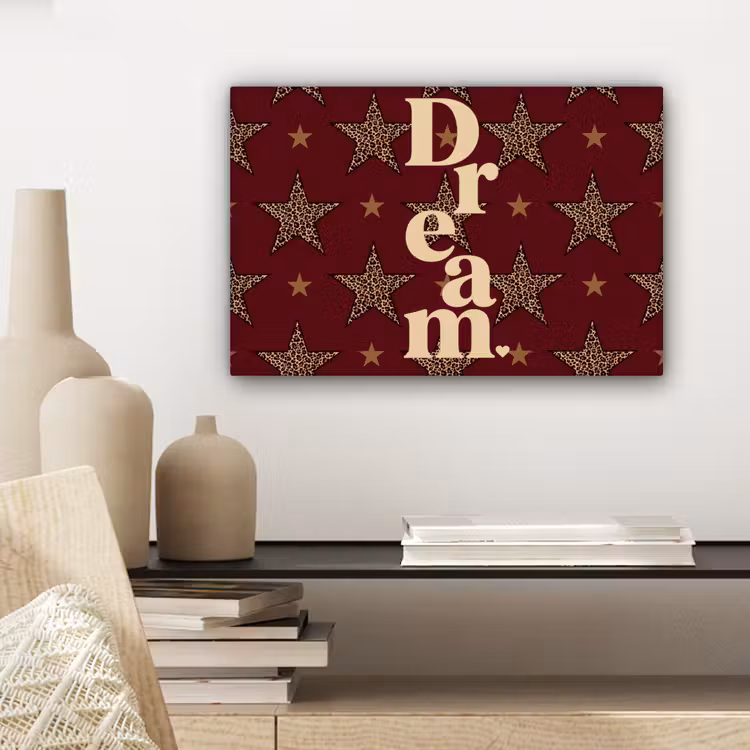 Sterren - Luipaardprint - Dream - Bordeaux canvas 2cm klein -sfeer6
