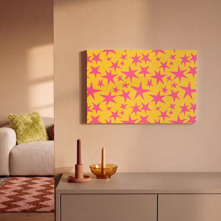 Sterren - Patroon - Roze - Geel canvas 2cm klein 34 -sfeer1
