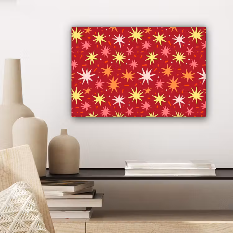 Sterren - Speels - Rood canvas 2cm klein 34 -sfeer6