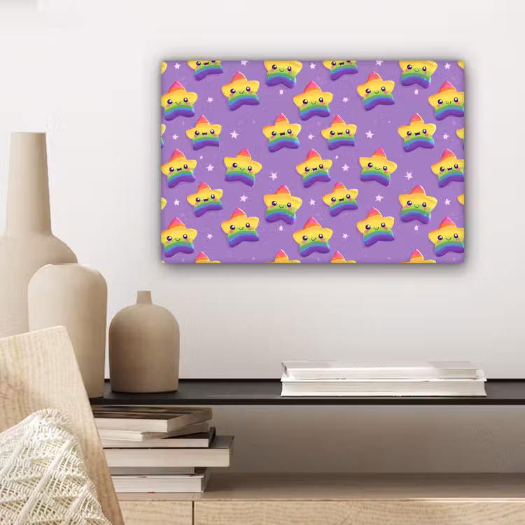 Sterren - Regenboog - Paars canvas 2cm klein 34 -sfeer6