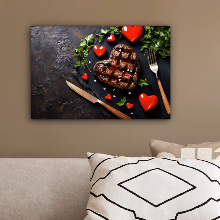 Steak - Hart - Bestek canvas 2cm klein -sfeer3