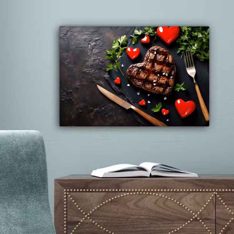 Steak - Hart - Bestek canvas 2cm klein -sfeer4