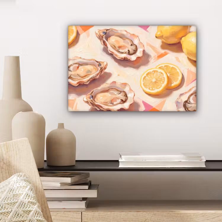 Stilleven - Citroenen - Oesters - Abstract - Oranje canvas 2cm klein -sfeer6