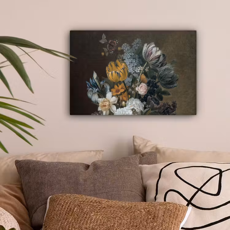 Stilleven met bloemen - Schilderij van Eelke Jelles Eelkema canvas 2cm klein -sfeer1