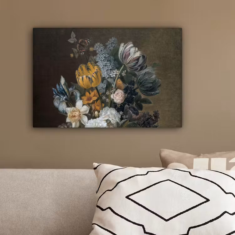 Stilleven met bloemen - Schilderij van Eelke Jelles Eelkema canvas 2cm klein -sfeer3