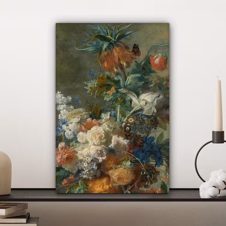 Stilleven met bloemen - Schilderij van Jan van Huysum canvas 2cm klein -sfeer6