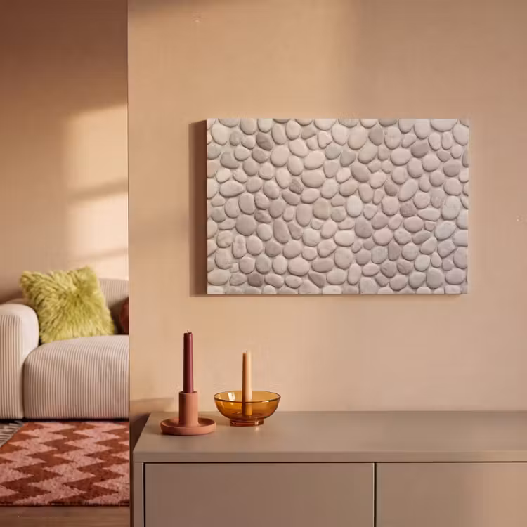 Steen - Kiezel - Natuur - Minimalistisch - Beige canvas 2cm klein -sfeer1